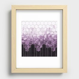 Cubes of Silver - Violet Purple Nights Geometric Recessed Framed Print