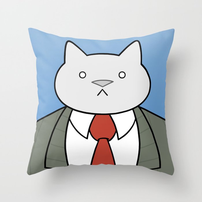 Business Cat Throw Pillow