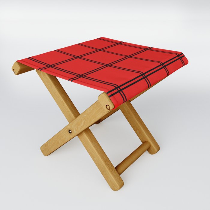 Farmhouse Style Gingham Check Folding Stool