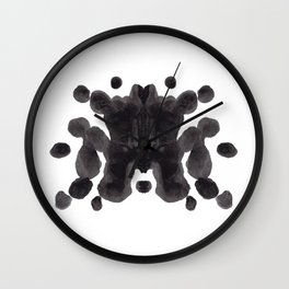 Black And White Inkblot Pattern Rorschach Test Wall Clock