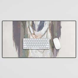 Beautiful woman in white - Abbott Anderson Thayer Desk Mat