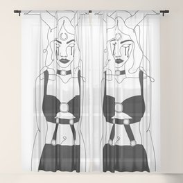 Continuous Line Sheer Curtains Society6