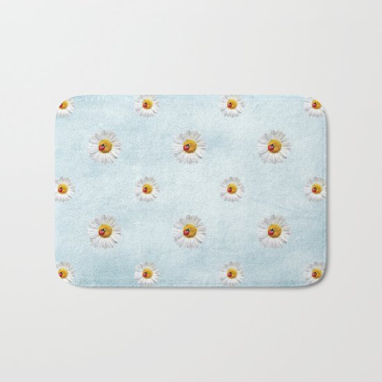 Daisies in love- lightblue pattern Bath Mat