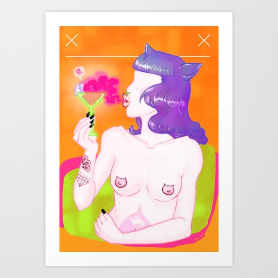 Catnip (Pin-up Atomic Babe Bomb) Art Print