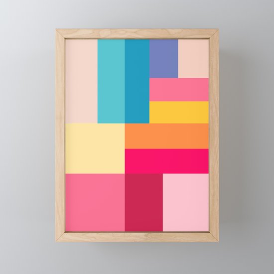 Color Stripes Bubblegum Pink Framed Mini Art Print By