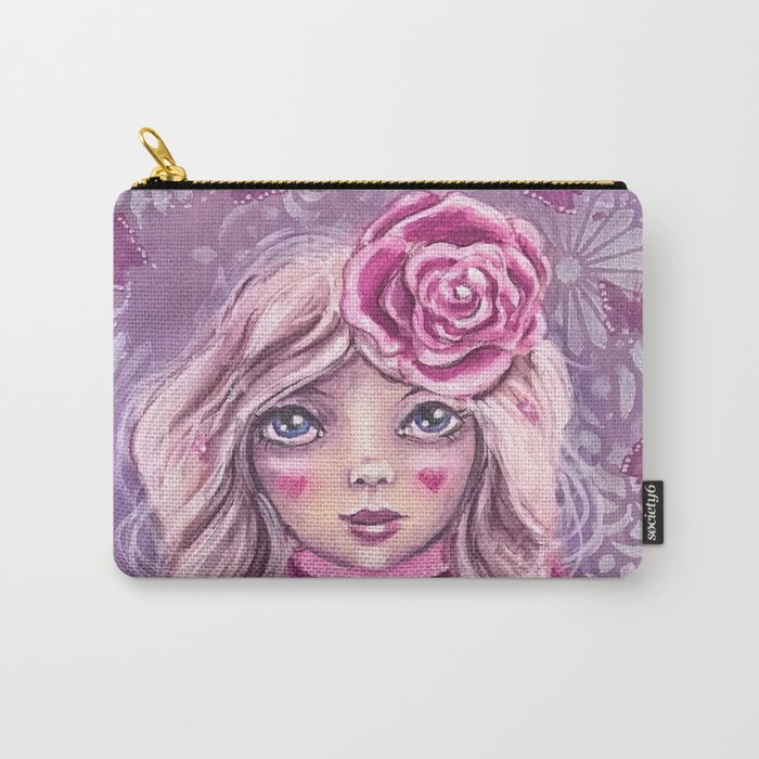 Pink Rose Carry-All Pouch