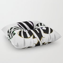 Black and White Zebra Stripe Fleur De Lis Floor Pillow