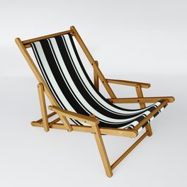 [ Thumbnail: Black & Mint Cream Colored Lines/Stripes Pattern Sling Chair ]