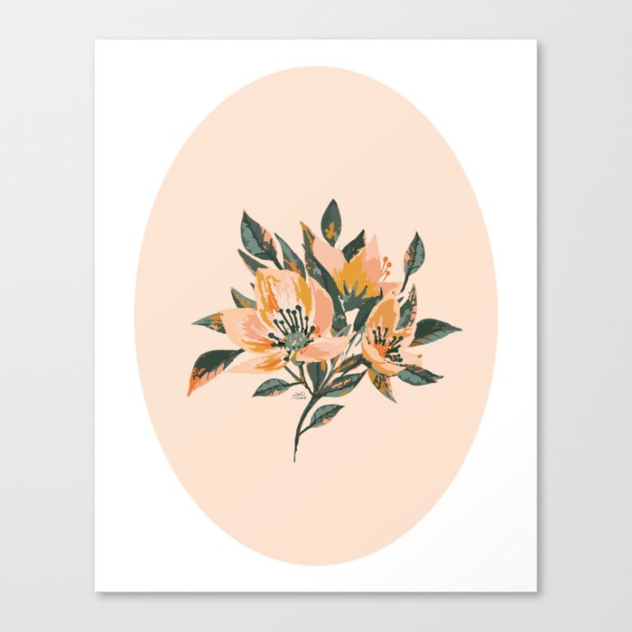 Copper Floral Star Peach  Canvas Print
