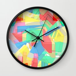 Multi-Point Perspective - Color Wall Clock | Digital, Abstract, Vector, Painting 