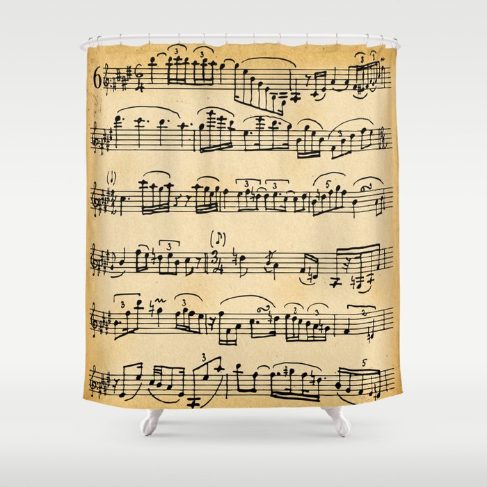 Antique Music Notes Shower Curtain