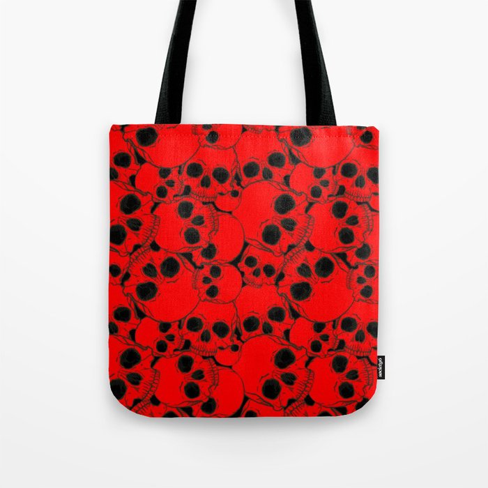 Red Black Skull Pattern Tote Bag