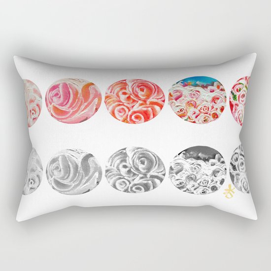 Roses Are Cream, Five Marbles and Circles of Shadow Reflection Rectangular Pillow