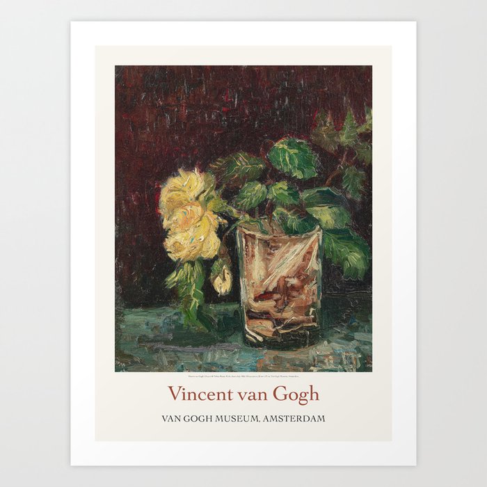 Vincent Van Gogh Glass with Yellow Roses 1886 Art Exhibition Print Art Print