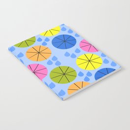 Mid-Century Modern Spring Rainy Day Colorful Blue Notebook