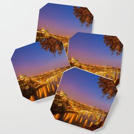 Porto Portugal Coaster | Landmark, Architecture, Sky, Portugal, Europe, Bridge, City, Photo, Sunset, Town 