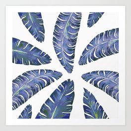 Tropical Banana Leaves Blue #society6 #buyart Art Print
