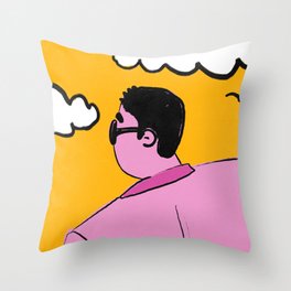 Cool Guy Pink and Yellow Retro 90s Throw Pillow
