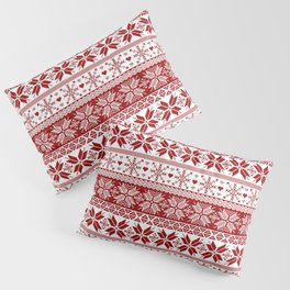 Red Winter Fair Isle Pattern Pillow Sham