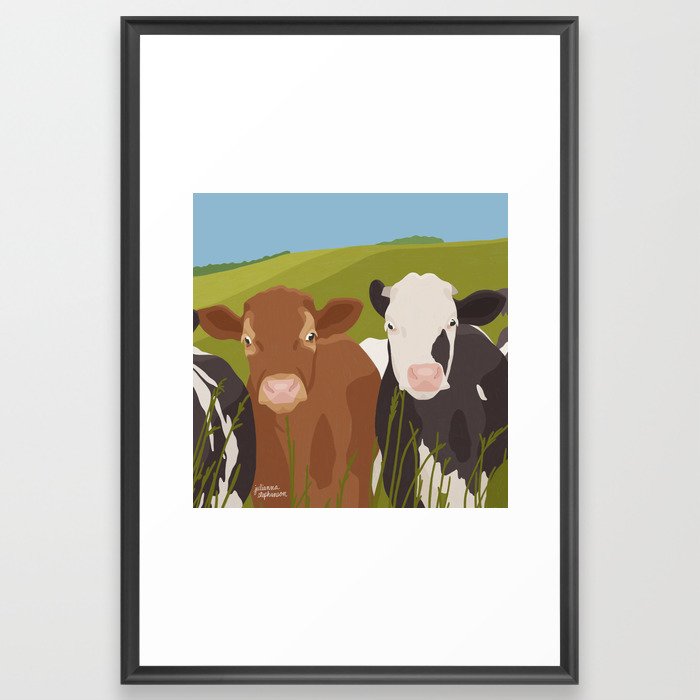 Cows in Field Framed Art Print