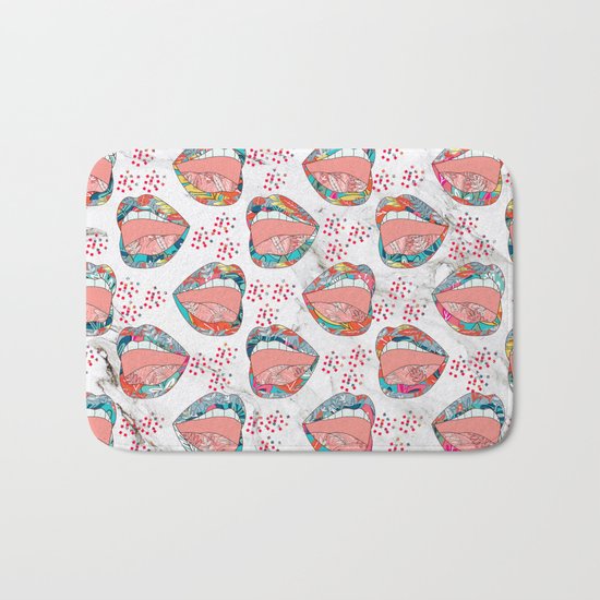 Exotic Floral Lips Bath Mat