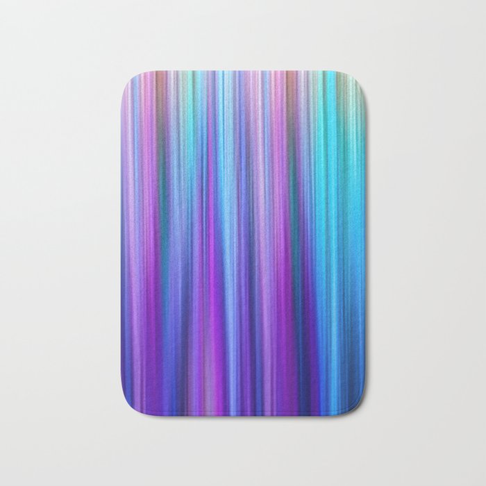 Abstract Purple and Teal Gradient Stripes Pattern Bath Mat