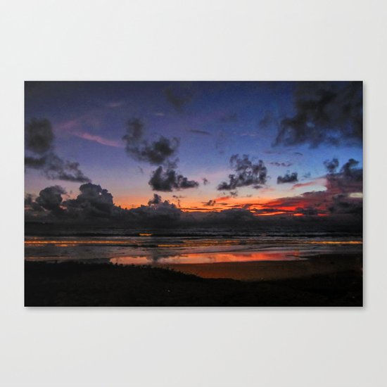 Beach Sunset - Painted Effect Canvas Print
