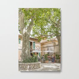 Cute square in Valldemossa in Mallorca, Spain Metal Print | Valldemossa, Vacation, Color, Tree, Wanderlust, Digital, Travel, Summer, Drinks, Building 