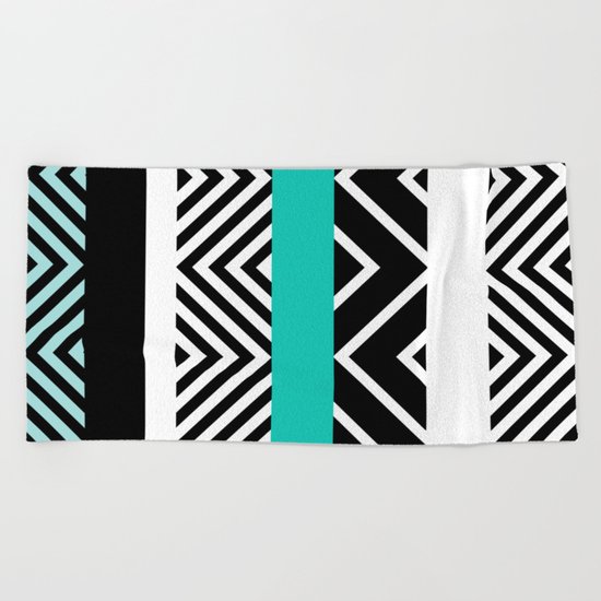 geometric in blue Beach Towel