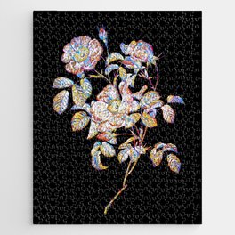 Floral Rose of Love Bloom Mosaic on Black Jigsaw Puzzle