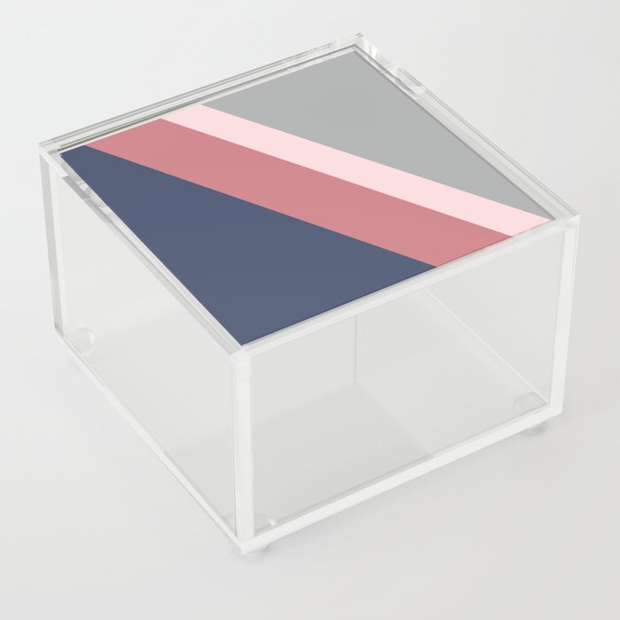 Blue, gray and pink stripes Acrylic Box