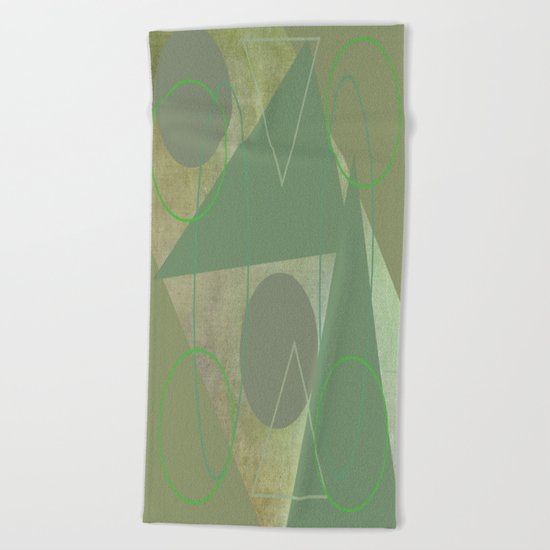 Subdued Green Geometric Abstract Beach Towel