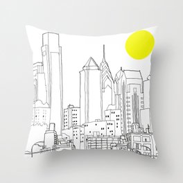 Philly Blueprint BW Throw Pillow