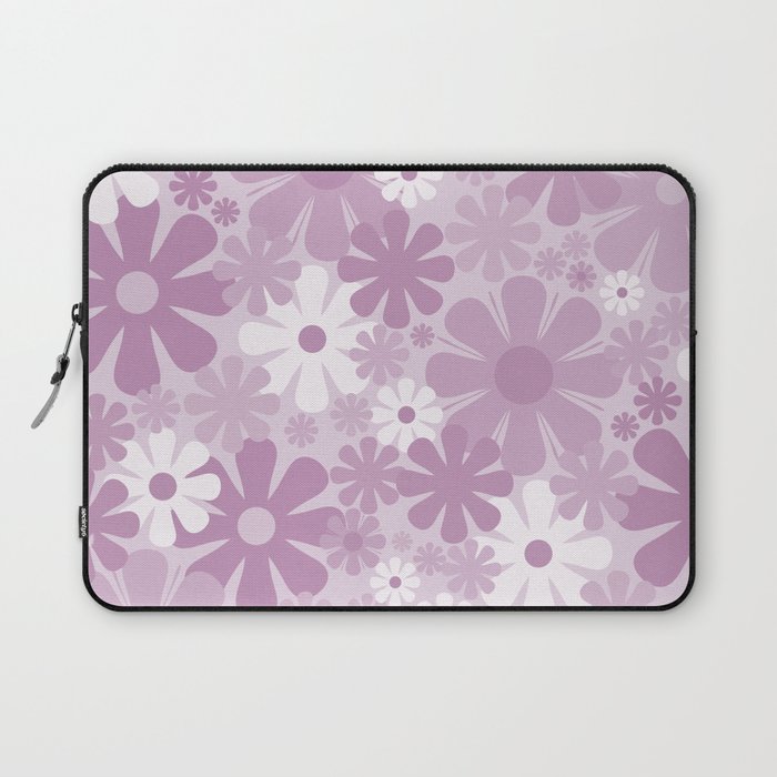 Retro 60s 70s Aesthetic Floral Pattern in Pretty Lilac Purple Laptop Sleeve