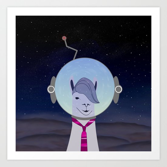 Unique Lama Astronaut Design Art Print