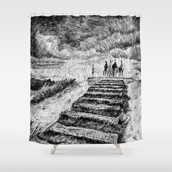 Drawing Black ink - Storm Shower Curtain