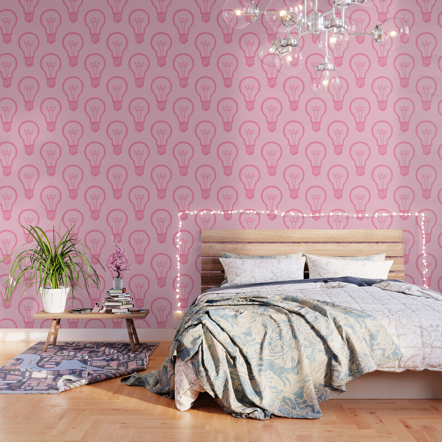 Pastel Pink Light Bulb Wallpaper