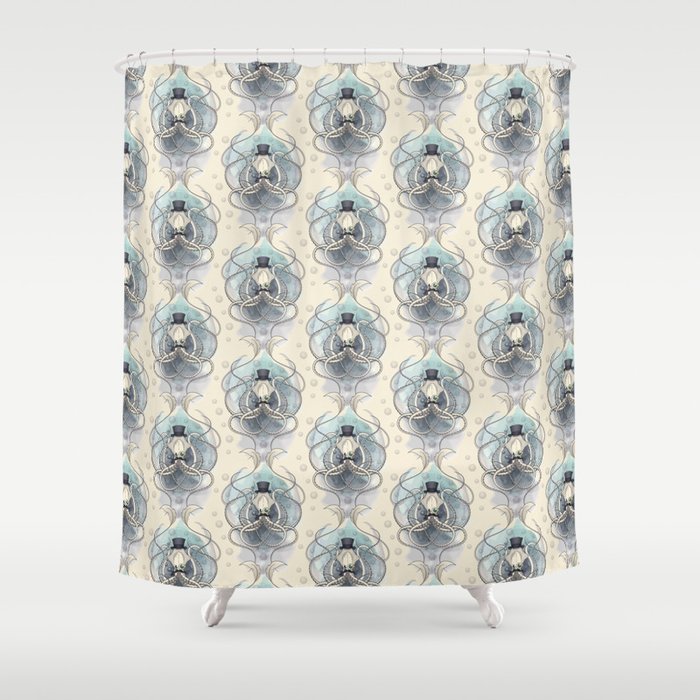 Victorian squid Damask pattern Shower Curtain