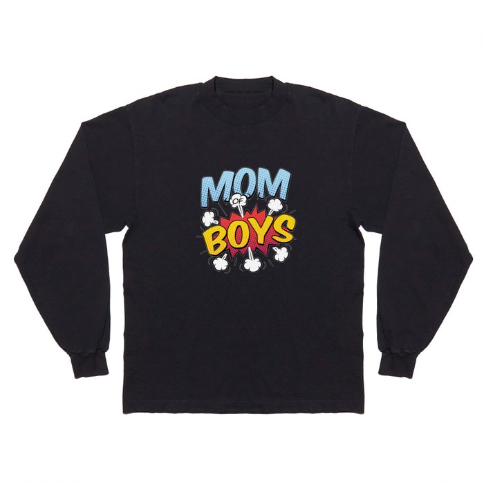 Mom of Boys Mother's Day Comic Book Style Long Sleeve T Shirt