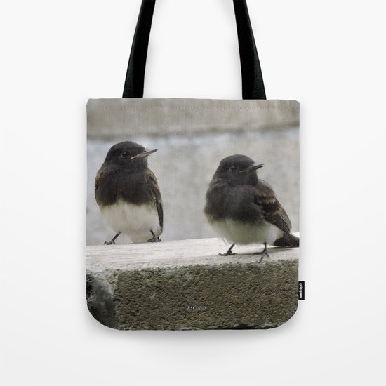 Young Black Phoebes Tote Bag