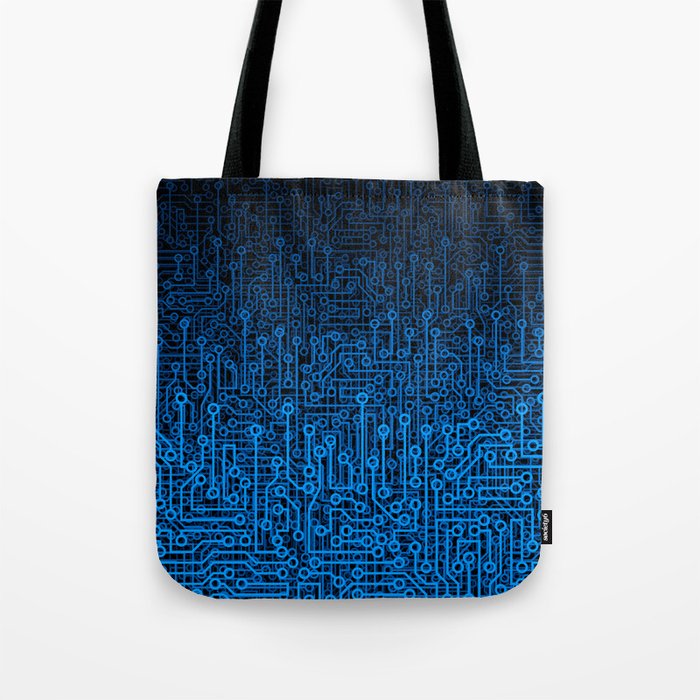 Reboot III BLUE Computer Circuit Board Pattern Tote Bag