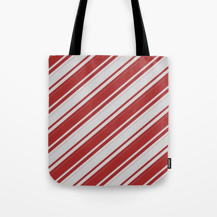 Light Gray & Brown Colored Lines/Stripes Pattern Tote Bag