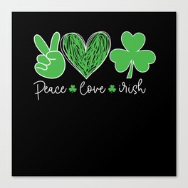 St Patricks Day Women Peace Love Irish Canvas Print