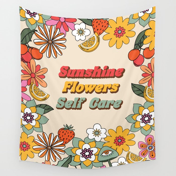 Retro Summer Floral Art Wall Tapestry