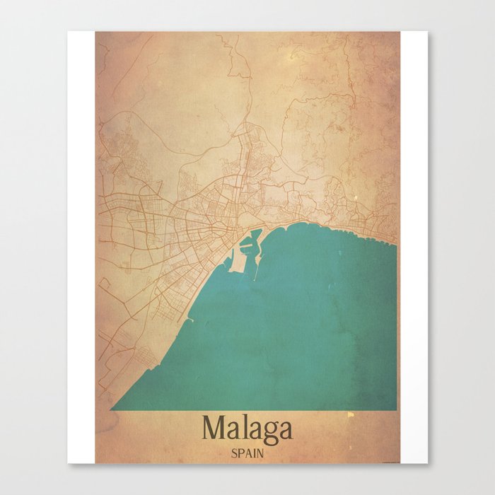 Malaga vintage map Canvas Print