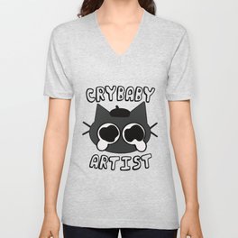 Crybaby Artist Cat V Neck T Shirt