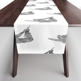 Black and white snowboard art print watercolor  Table Runner