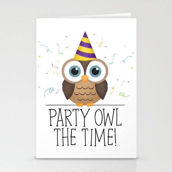 Party Owl The Time Stationery Cards