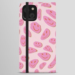 70s retro pink smiles pattern  iPhone Wallet Case