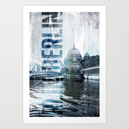 Berlin Spree River And Architecture Mixed Media Art Art Print
